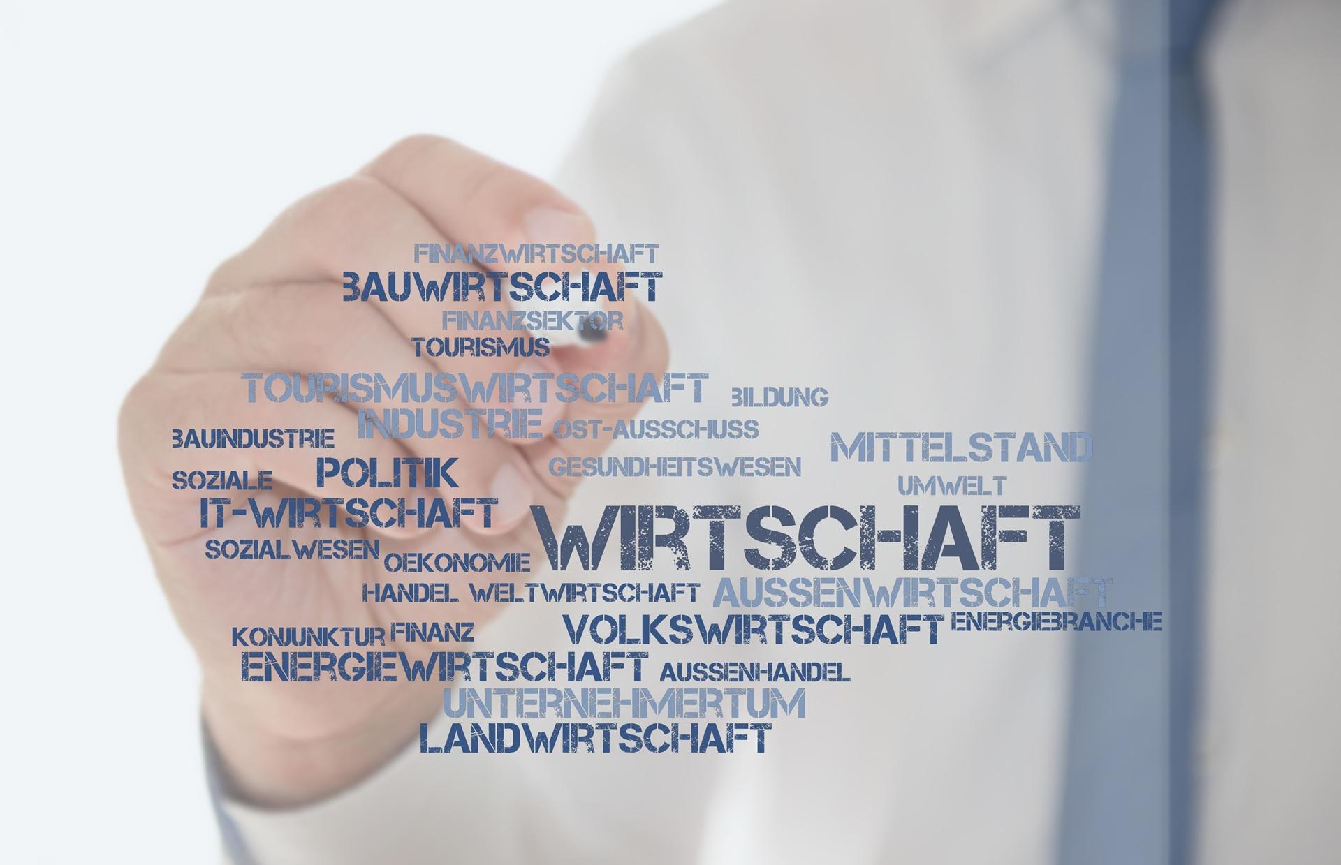 Wortwolke mit Begriffen rund um Wirtschaft und Mittelstand | Kaltasphalt